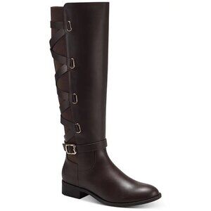 Thalia Sodi Womens Size 11M Lace Up Faux Leather Veronika Riding Boots in Brown